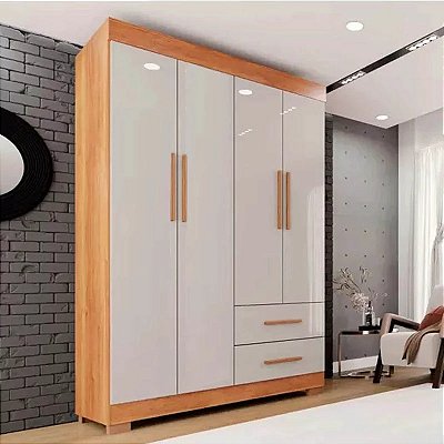 Roupeiro Savero/Verona Premium 4 Portas S/Espelho com Pés Larg. 1.19m  Sallêto