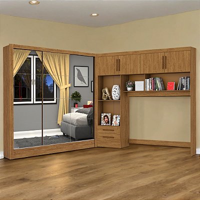 Modulado 4 Portas + Guarda-Roupa 3 Portas Espelhado   – Carioca Móveis