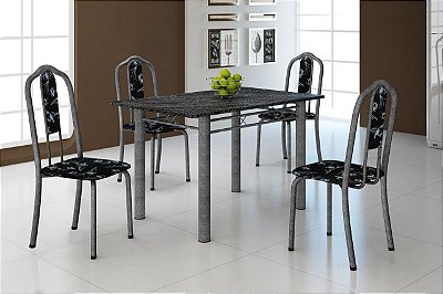 Mesa Luisa Tampo em Pedra 1.20x0.75 com 04 cadeiras - Soma