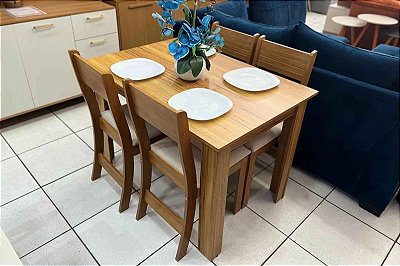 Mesa de Jantar Palace Mel 110×75 com 4 Cadeiras Brisa - Viero