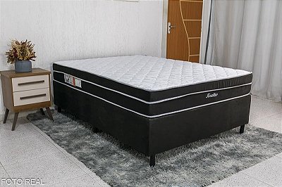Base + Colchão Casal Krattos Preto D28 138x188x65 - Nosso Sonho