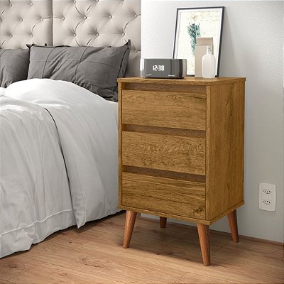 Mesa de Cabeceira Retro Wood 3G - EJ Moveis