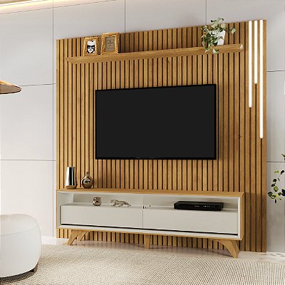 Painel Lyon 2.30m + Rack Viena 1.80m Tv até 75 - Mavaular