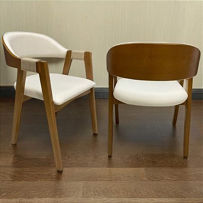 Kit 2 Cadeiras Ravenna Castanho Laminado/Linho Areia – Gardim Móveis