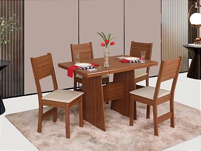 Mesa de Jantar Destak 1.08x0.68 com 04 Cadeiras Milena - Móveis São Carlos