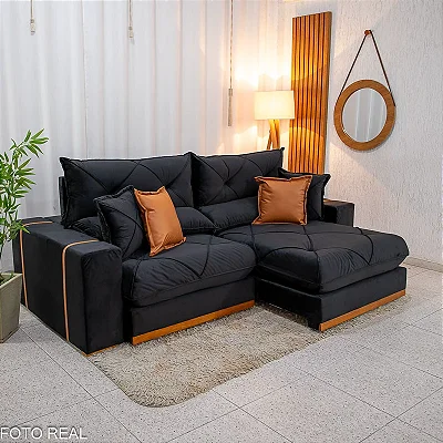 Retrátil e Reclinável Gran Bello 2.30m Espuma D33 e Molas Ensacadas