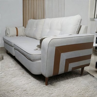 Sofá Living 2,00 m Easy/Pegue Leve Linho - Uniart Estofados