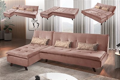 Sofá Cama Milano 03 Lugares com Chaise - Luxury