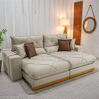 Retrátil e Reclinável Gran Bello 2.50m Espuma D33 e Molas Ensacadas