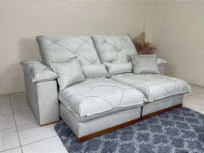Sofá Retrátil e Reclinável Eros 2.30m Espuam D28 e Pillow 25cm e Molas Ensacadas