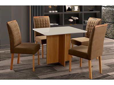 Mesa de Jantar Málaga 1.20x80 com 04 Cadeiras