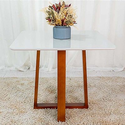 Mesa Pedro 4 lugares Vidro 90x90 Madeira Maciça - Art Assento
