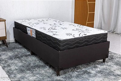 Box Solteiro Zeus Korino Café SE + Colchão Solteiro Extra firme 92x188x53 Lestespuma