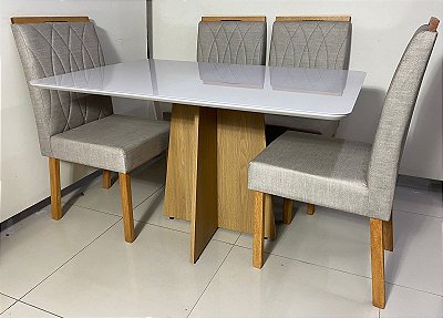 Mesa Nárnia 1.00x80 com 04 Cadeiras - Carvalho Decor