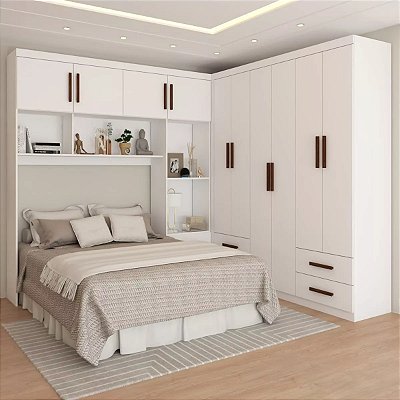 Modulado 4 Portas + Guarda-Roupa 6 Portas Hércules(Sem Espelho) Branco - Carioca Móveis