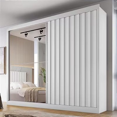 Roupeiro 2 Portas de Correr Atlanta 2,06 m Branco Acetinado - Móveis Europa