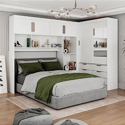 Modulado 4 Portas + Guarda-Roupa 2 Portas Sevilha Plus(Com espelho) Branco - Carioca Móveis