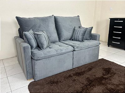 Sofá Cama Chicago Plus 1.80m – Veludo Cinza