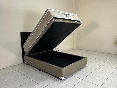 Colchão Airtech SpringPocket Molas Ensacadas Casal – 138x188x30 + Base Baú Classic Casal – Courino Bege
