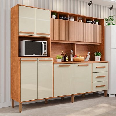 Kit Cozinha Angelina Prime 2,40 m Frisada Cinamono/Off White – Imop