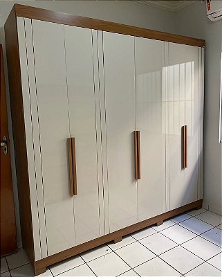 Roupeiro 6 Portas Cecília 2,346 m Cinamomo/Off White - Panan Móveis