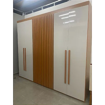 Roupeiro Riviera Casal 6 Portas 6 Gavetas 2.72m Naturale/Off White  - Rufato