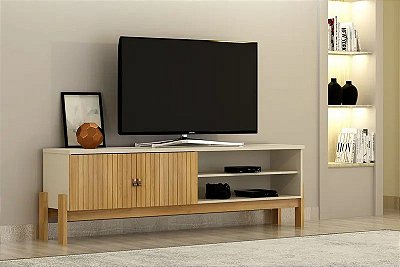 Rack Ouro Preto 1.64m Tv até 55 Off White/Cinamomo - Valdemoveis