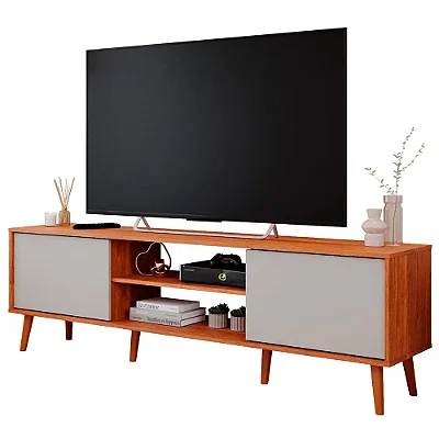 Bancada Berlim 1.80m Tv até 60 Cinamomo/Off White - Permobili