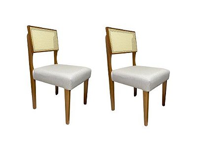 Conjunto Cadeiras Grécia 2 unidades – Mel/Bege Linho