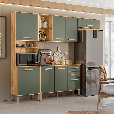 Cozinha Maria Flor 04 Peças 2.60m Freijó/Verde – Nicioli