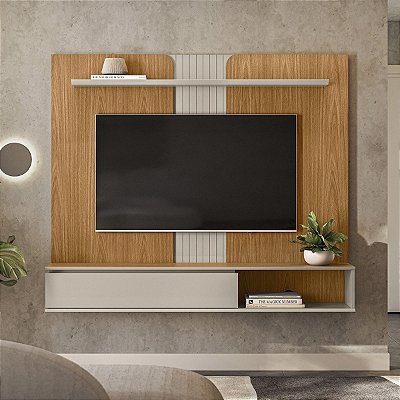 Painel Home até 65″ Friburgo Nature/Off White - Linea Brasil
