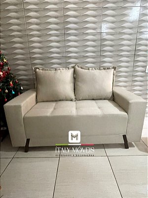 Sofá 2 lugares Cód: 8100 1.55m Linho Bege 24