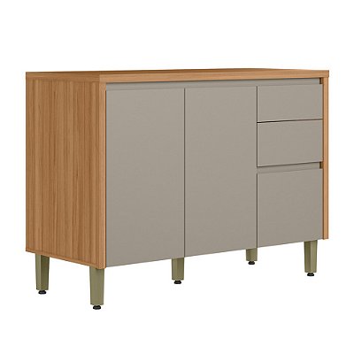 Balcão Allure 120m 100% MDF Jequitibá/Griss - Linea Brasil