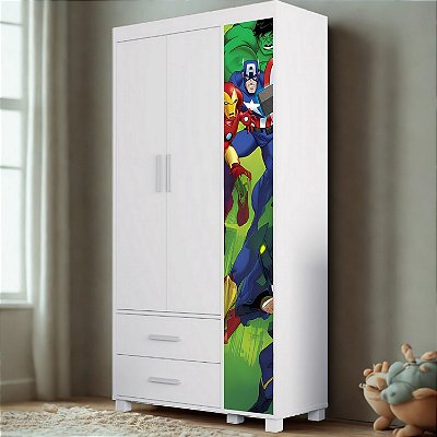 Roupeiro 4 Portas Lívia 100% MDF 0,89cm (Menino) Vingadores 404188