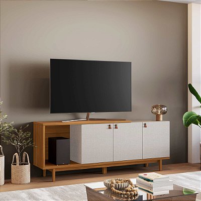Bancada NT 1380 1.60m 03 Portas Tv 50  Off White/Freijo - Notavel