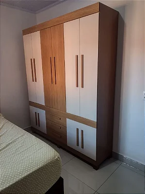 Roupeiro 10 Portas Ben Te Vi 1.85m 100% MDF Cinamomo/Off White - Valdemóveis