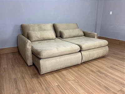 Sofá Cama Retrátil Reclinável Amaranto 2.30m Mod.100 – Capuccino Veludo