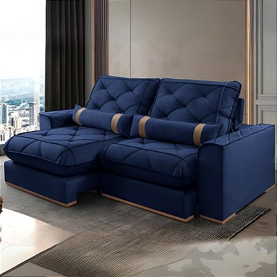 Retrátil e Reclinável Poseidon  2.50m Espuma D26 e Molas Ensacadas - Vicam Estofados