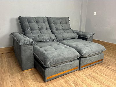 Retrátil e Reclinável Istambul 2.10m  Veludo Cinza