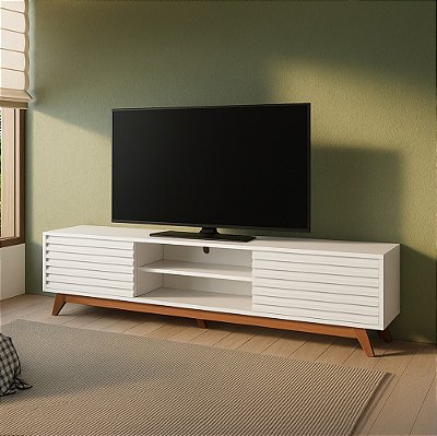 Rack até 60″ R515 2.20m 100% MDF Off White/Freijó - Dalla Costa