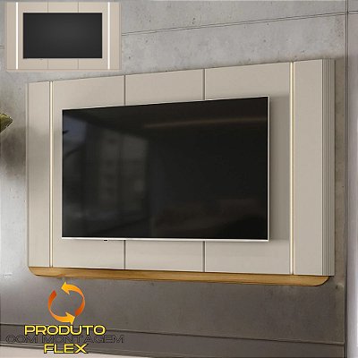 Painel Tv até 75″ Santorini 2.39m Com LED Off White/Tauari Fosco - Linea Brasil
