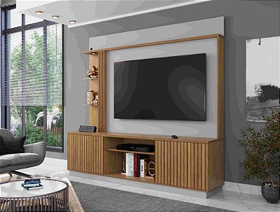 Home Atlanta 2.00m Cinamomo/Off Whiet Ripado Efeito 3D - Bechara