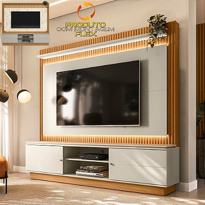 Home até 75″ Guararapes Com LED 2.15m Tv até 75 Nature/Off White - Linea Brasil