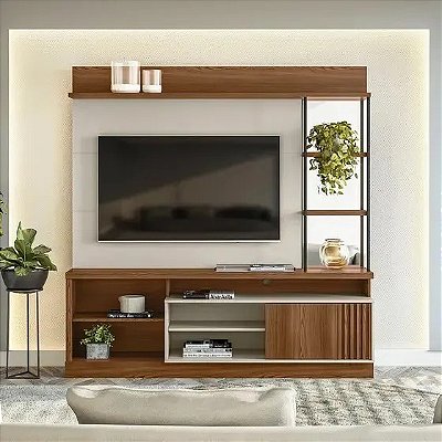 Home Theater Garibalde 1.82m Tv até 60 Freijo/Off White - Linea Brasil