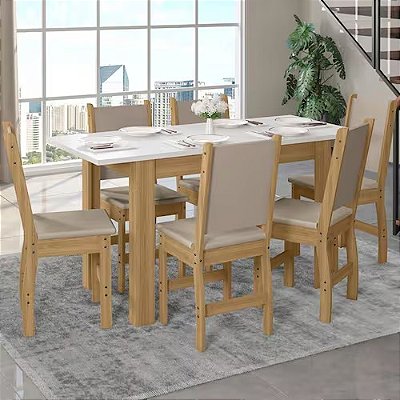 Mesa Bellagio 1.50x0.80 com 06 Cadeiras Clara - Polimam