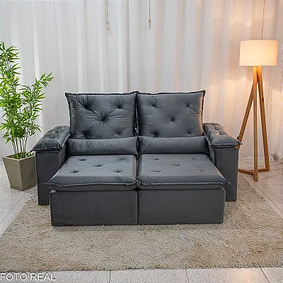 Sofá Retrátil Reclinável City 1.95m Sem Caixa Veludo  - D28