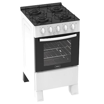 Fogao Ares Glass 4 Bocas Mesa de Vidro Temperado Branco Realce Eletrodomesticos