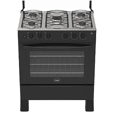 Fogao Hera Plus 5 Bocas Mesa de Aco Inox Preto Realce Eletrodomesticos