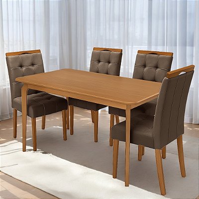 Mesa Alegra 120x80 Cinamomo com 4 Cadeiras Sophia