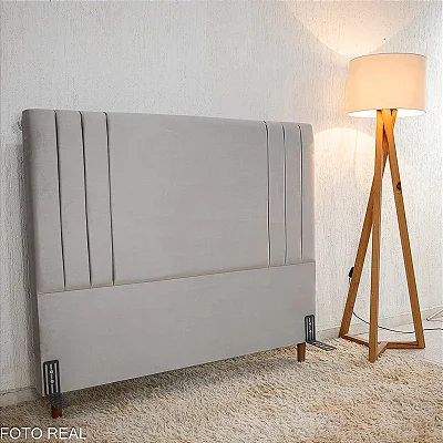 Cabeceira Casal Portinari Veludo Prata Larg. 1.40m Com Frame